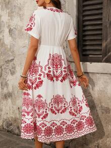 Ellevyn 女士新款优雅V领印花度假连衣裙，带口袋，适合海滩、毕业典礼、节日、夏季等场合，也可作为乡村风格服装、夏季连衣裙、休闲连衣裙、度假装、红色刺绣连衣裙、野餐连衣裙、母亲节礼物、A字连衣裙，适合节日、海滩约会、夏季休闲连衣裙、沙滩连衣裙、罩衫等场合。 - 彩色 - 查看 9