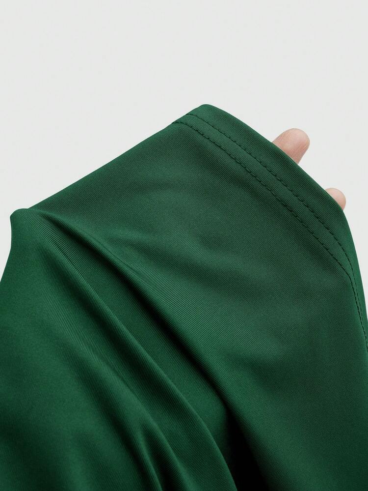 Sweetra 金属扣露背吊带背心，性感修身无袖短款上衣，适合叠穿 - 墨綠色 - 查看 6