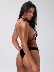 Swim SXY Women's 2pcs Floral Print Sexy V-Neck Halter Tie Bikini Set Set - Multicolor - View 2