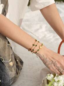 Glisma Vòng tay dây chuyền nữ, Trang phục, Phong cách cổ điển, Kim loại/Chất liệu, Đá quý, Dành cho mẹ/phụ nữ/bé gái/người mẹ, Cao cấp, Cổ điển, Sang trọng, Phong cách cổ điển, Trang phục, Sang trọng, Kim loại/Chất liệu, Cổ điển, Thanh lịch, Dành cho mẹ/phụ nữ/bé gái/người mẹ, Đá quý, Hình trái tim, Ngày lễ tình nhân, Vàng, Lễ Phục sinh, Du lịch/Bãi biển/Kỳ nghỉ, Phong cách Boho, Phong cách Grunge - Vàng - Xem 5