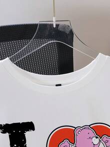 SHEIN X Care Bears Men's Minimalist Printed Round Neck Short Sleeve T-Shirt - White - View 6