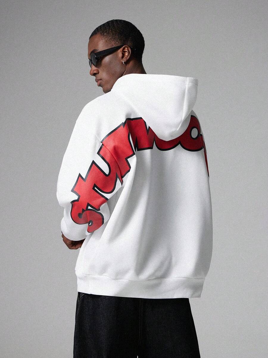 STYNVO Men's Street Fashion Casual Printed Hoodie - White - View 1