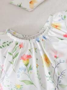SHEIN Newborn Baby Floral Print Ruffle Casual Everyday Romper - Pink - View 5