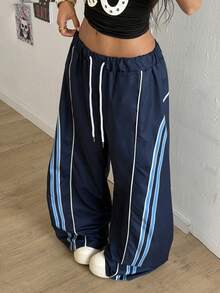 StreetHx 女士藏蓝色条纹宽松运动裤 - 藏蓝色 - 查看 3