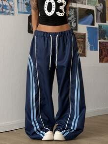 StreetHx 女士藏蓝色条纹宽松运动裤 - 藏蓝色 - 查看 6