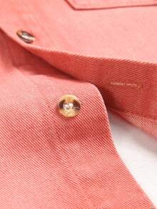 Manfinity Homme Men's Casual Distressed Pink Denim Shirt, Street Fashion - Pink - View 7