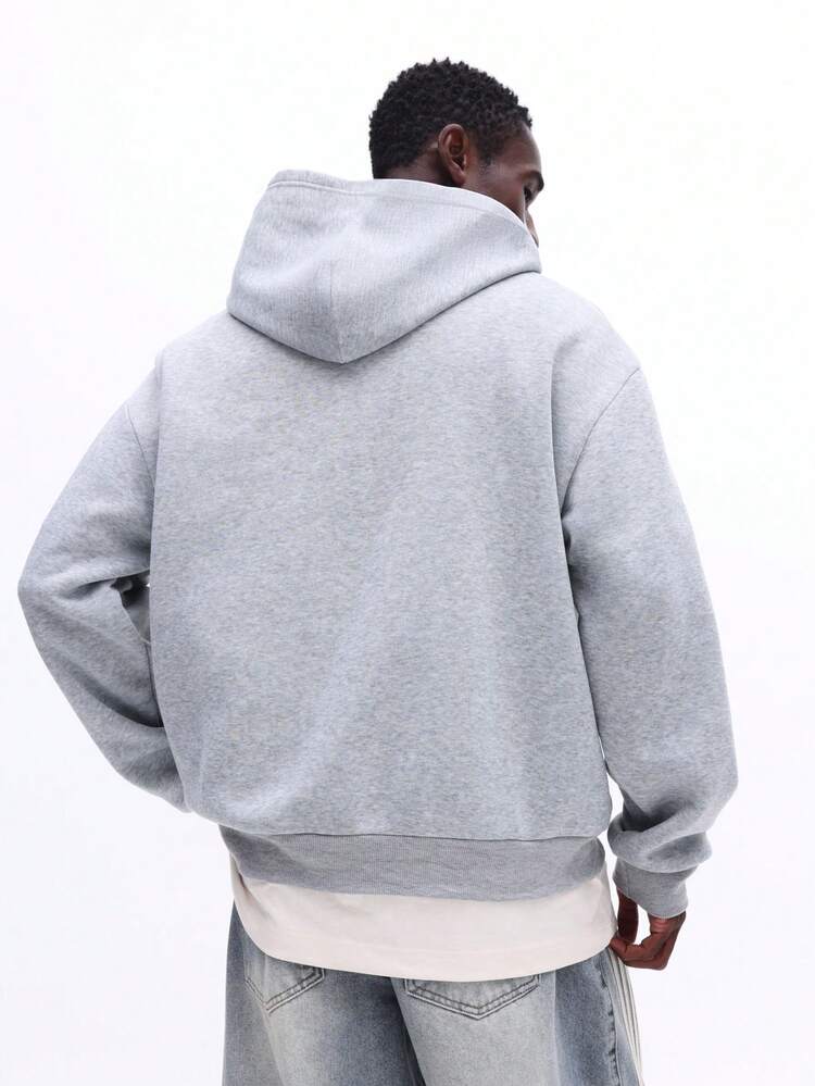 Light Grey Heathered Hoodie With Script Logo