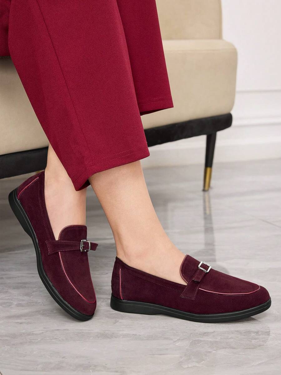 Sleekvia Casual Versatile Commuting Fringe Decor Flat Loafers - Red - View 1