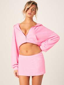 MISSGUIDED Soft Towelling Mini Skirt For Casual Lounge Wear Weekend Comfort Style - Pink - View 1