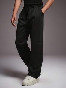 STYNVO Plus Size Men's Drawstring Waist Pockets Casual Loose Fit Sweatpants, Versatile For Daily Wear - Black - View 4