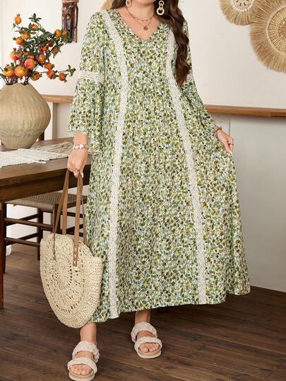 Lacomfia שמלה מינימליסטית אלגנטית לנשים עם צווארון V, שרוולים קפלים ופרפרונים בגזרה ישרה