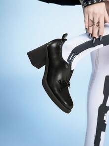 Sugerpunk Mẫu sandal cao gót mũi tròn đơn giản, thắt nơ, thời trang mới năm 2025 dành cho nữ. - màu đen - Xem 6
