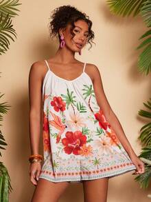 Travachic Tropical Print Camisole Jumpsuit - Multicolor - View 1