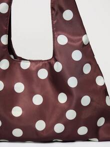 MUSERA Polka Dot Printed Tote Bag Cute Summer Beach Going Out Daily Spring Holiday Accessory - Brown - View 3
