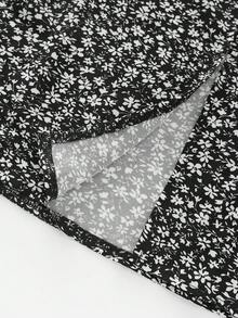 GlowEve CURVE Plus Size Women's Fashion Ditsy Floral Print Slit Hem Ruffle Hem Skirt, Spring/Summer - Black and White - View 7