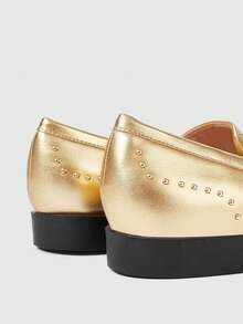 Sleekvia 女士时尚咖啡棕色平底鞋 - 香檳色 - 查看 9