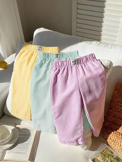 3件套女婴夏季休闲字母条纹图案裤子