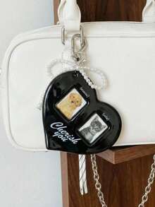 Joivida Llavero con foto de corazón doble | Soporte de tarjeta de plástico resistente de 1 pulgada con anilla dividida | Regalo perfecto para fans, amigos y amantes de ídolos - Multicolor - Ver 2