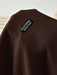 Solflare Chocolate Brown Plus Size Textured Knit Cardigan T-Shirt + Loose Pants Casual 2 Pieces Set - Chocolate Brown - View 6