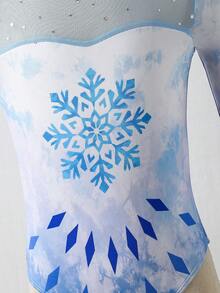 SHEIN Young Girl Fashionable Snowflake Print Casual Jumpsuit - Multicolor - View 7