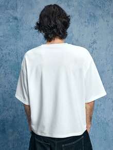 ROMWE MEN Street Life Men's Casual Printed Graphic Short Sleeve T-Shirt, Summer - White - View 3