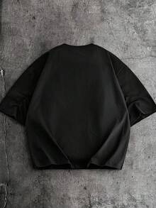 AXEPEAK Men's Casual Fashionable Streetwear Rhinestone Flame Graphic Short Sleeve T-Shirt, Summer - Black - View 10