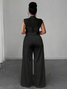 Maweii 大码女士优雅休闲无袖连体裤 - 黑色 - 查看 2