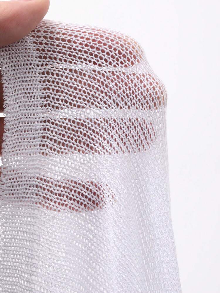 Hollow Out Beach Cover Up, Sexy Sheer Side Split Long Sleeve Swimsuit Coverup Off The Shoulder