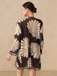 Swim Oasis Women's Summer Beach Print Bandeau Sexy Bikini Set With Kimono Cover-Up - Multicolor - View 5