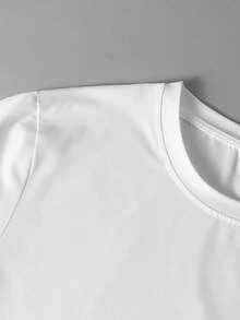 PAVTROS 2pcs Men's Solid Color Round Neck Short Sleeve T-Shirt Plain Tees - White - View 4