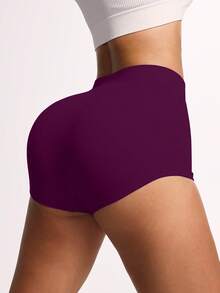 Slayform Quần short yoga cạp cao gợi cảm ôm sát vòng ba, co giãn, thích hợp cho tập luyện thể dục. - Màu đỏ tím - Xem 3