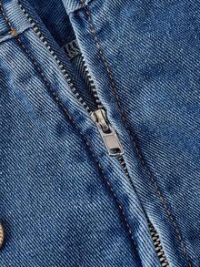 SHEIN MOD Shorts vaqueros casuales de verano para mujer con decoración de botones - Azul - Ver 4