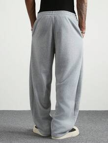 PAVTROS 男士字母印花抽绳腰口袋宽松休闲运动裤 - 淺灰色 - 查看 2