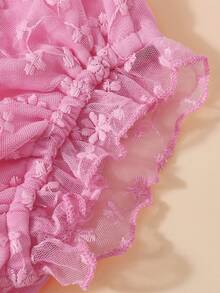 SHEIN سروال قصير مطرز بالدانتيل للبنات الرضع حديثي الولادة، سراويل داخلية، مناسبة للتنسيق مع مختلف الملابس، عيد الميلاد - روز أحمر - مشاهدة 4