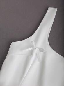 GlowEve Women's Square Neck Sleeveless Dress With Bow Design - White - View 5