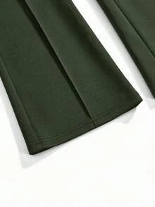Modmama Maternity Solid Color Adjustable Waist Casual Versatile Daily Wear Pants - Army Green - View 10