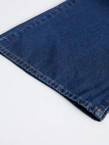 GlowEve Jumpsuit Denim Washed Gaya Vintage Kasual Musim Semi/Panas Wanita Ukuran Plus, Warna Biru Tua, Cocok untuk Acara Formal dan Pesta - Dark Wash - View 5