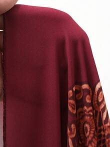 DAZY Vestido longo casual feminino com estampa e decote em V - Borgonha - Ver 9