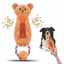 PETSIN Cute Animal Shaped Tennis Ring Plush Dog Toy, Containing BB Barking Sound, Interactive Play For Dogs - Multicolor - View 9