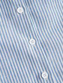 Sweetra Women's A-Line Textured Dress, Fashionable And Versatile - Blue and White - View 5