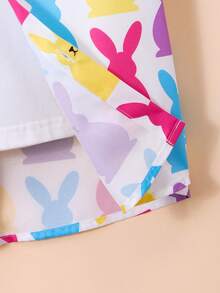 SHEIN Tween Boy Casual Cartoon Rabbit Print Short Sleeve Single-Breasted Gentleman Shirt - Multicolor - View 4