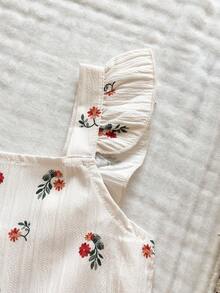 Vintaside Kids Bộ áo liền quần mùa hè không tay in kỹ thuật số dành cho bé gái, thích hợp cho du lịch hoặc mặc thường ngày. - Màu be - Xem 5
