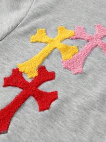 PAVTROS 男士十字贴花拉链连帽卫衣 - 灰色 - 查看 2