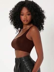 SHEIN BASICS Women's Streetwear Sexy Basic Camisole Top - Coffee Brown - View 8