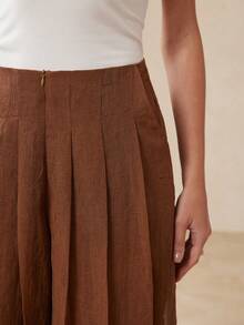 Aveloria Rosie 女士优雅通勤高腰宽松阔腿裤，免熨烫 - 棕色 - 查看 6