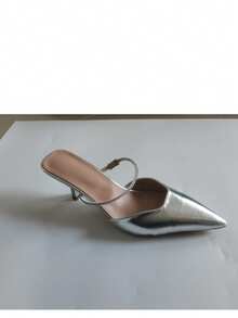 CUCCOO SZL Fashionable Elegant Commuter Crystal Decorated Pointed Toe High Heels Spring Shoes - Silver - View 13