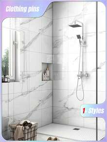 10pcs 0.9㎡ Deep Gray Marble Pattern Tile Sticker Waterproof & Moistureproof Aluminum Plastic Board Self-Adhesive Wall Paper For Wall Renovation And Decoration Valentine DAY, Valentines Wedding, Birthday - White - View 4