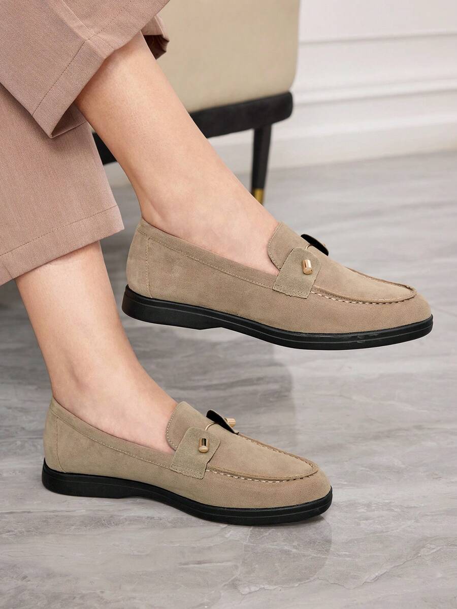 Sleekvia Casual Versatile Commuting Fringe Decor Flat Loafers - Apricot - View 1