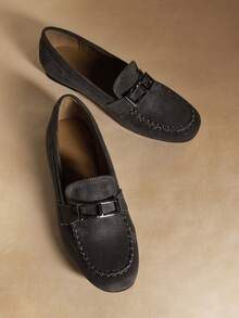 Rosivie Women's Flat-Bottomed Deep-Toe Loafers, Casual Commuting Slip-On Shoes, Soft-Soled Mary Jane Shoes - Dark Grey - View 1