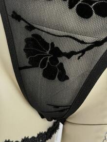 EgrlEra Women's Sexy Bodysuit In Flocked Fabric - Black - View 7